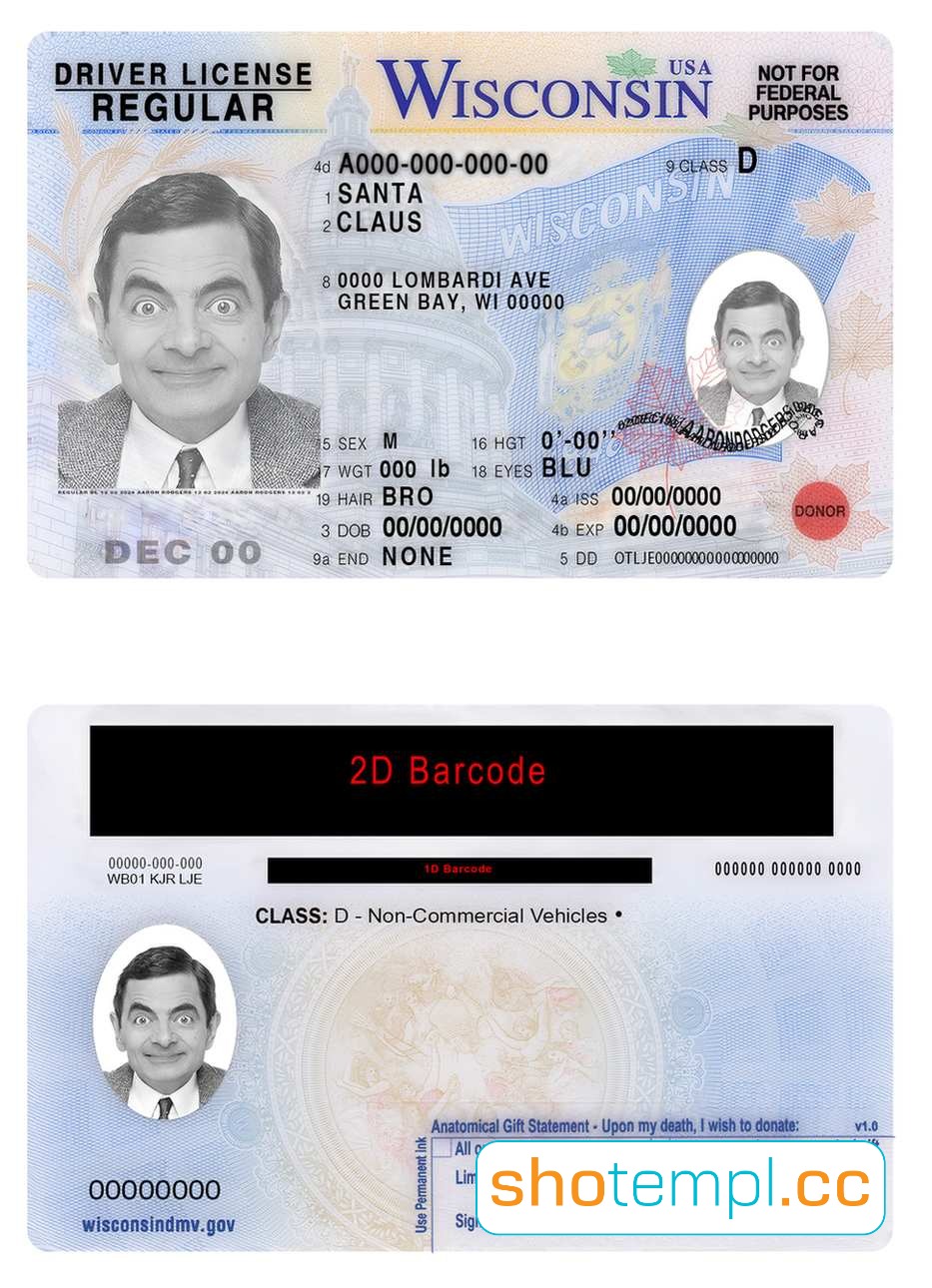 Wisconsin Driver License PSD Template